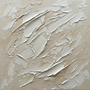 Ephemeral Strata: A Monumental Study In Sculptural Cream And Fragmented Light — David Moreau, Plaster & Texture Art