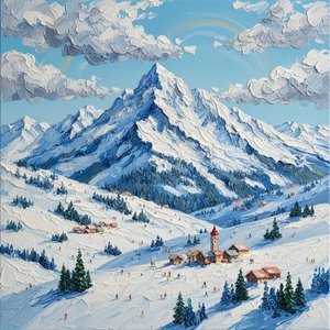 Monolith Of Cobalt Silence: A Monumental Impasto Study Of Alpine Serenity — Christian Noiret