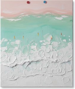 Ethereal Mint Tides: A Sculptural Study Of Serenity And Pale Pink Horizons — David Moreau, Contemporary Abstract