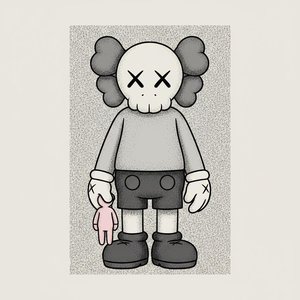 Monochromatic Sentinel: A Meditative Study In Graphite, Stipple, And Soft Rose — Laurent Blanc