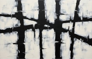 Fragmented Monolith: A Singular Study Of Architectural Chaos And Obsidian Shadows — Laurent Fabre, Neo-abstract Art