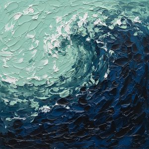 Turbulent Abyss: A Monumental Study Of Swirling Seafoam And Midnight Depths — David Moreau, Plaster & Texture Art