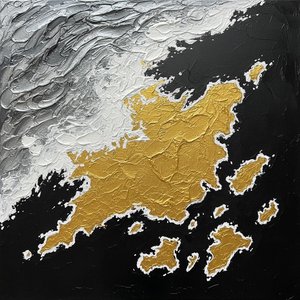 Celestial Fracture: A Monumental Study Of Gilded Chaos And Infinite Black Void — David Moreau, Plaster & Texture Art