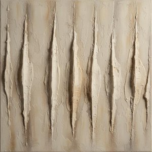 Transcendent Rhythms Of Ivory Strata In A Monumental Sculptural Study — David Moreau, Plaster & Texture Art