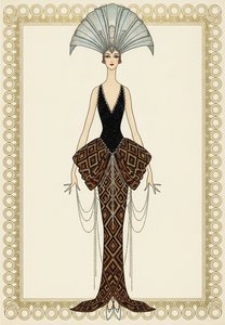 Cerulean Headdress And Ochre Geometric Silhouettes In Gold — Valentin Laurent De Courcey