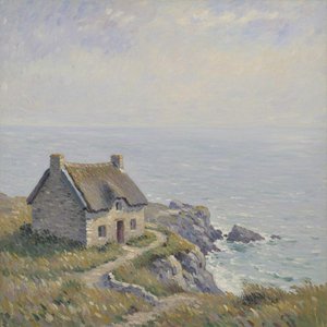 Ethereal Solitude: Coastal Reverie In Periwinkle Mist — Marc Duvallier