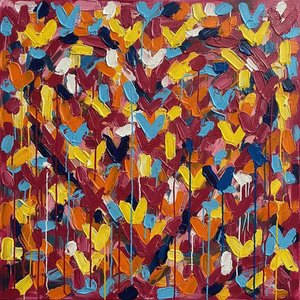 Descending Embers: A Spontaneous Symphony Of Ochre Gestures And Azure Flight — Christian Noiret