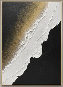 Fragmented Gilded Horizon: A Monumental Study In Obsidian And White Impasto — David Moreau, Contemporary Abstract