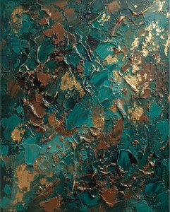 Ethereal Strata Of Teal And Gilded Earth In Monumental Impasto Relief — David Moreau
