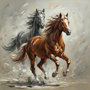 Ethereal Gallop: A Monumental Study Of Motion In Burnt Sienna And Ochre — Christian Noiret