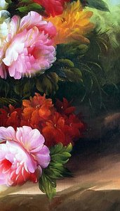 Romantic Floral Still Life On Stone Ledge