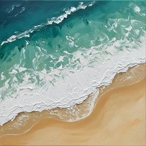Ethereal Surge Of Turquoise Tides With Sculptural White Foam And Ochre Sands — David Moreau