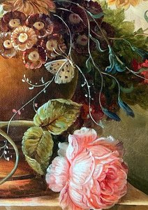 Baroque Floral Still Life In Golden Urn