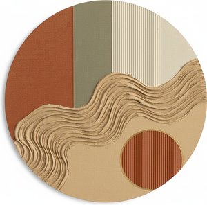 Sinuous Earth: A Singular Tondo Of Rhythmic Waves And Terracotta Strata — David Moreau, Plaster & Texture Art