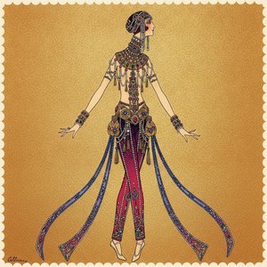 Gilded Figure In Crimson Sashes And Pearl Ornamentation — Valentin Laurent De Courcey