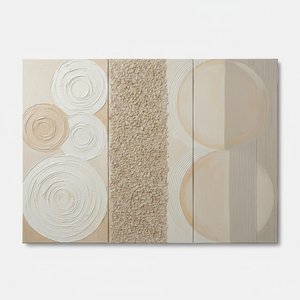 Monolithic Echoes In Sand And Cream: A Meditative Triptych Of Organic Form — David Moreau