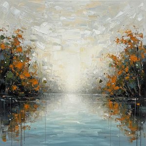 Ethereal Radiance Amidst Autumnal Shadows: A Singular Vision Of Luminous Serenity — Christian Noiret, Contemporary Abstract