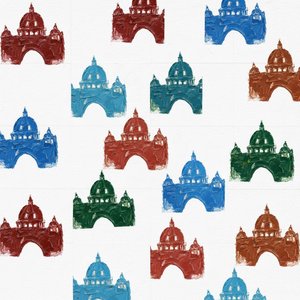 Rhythmic Echoes Of Crimson And Cerulean In A Monumental Impasto Architectural Pattern — Julien Vasseur