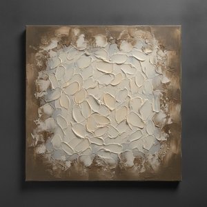 Sculpted Ivory Petals In Layered Umber Relief — David Moreau, Plaster & Texture Art