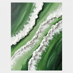 Sculpted Verdant Rhythms: A Monumental Study In Impasto White And Forest Tones — David Moreau