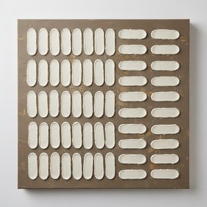 Rhythmic Relief In Taupe: A Monumental Study Of Sculptural Form And Serene Symmetry — David Moreau, Contemporary Abstraction