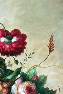 Classical Floral Still Life With Roses And Grapes