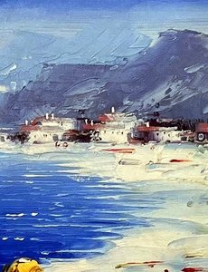 Impressionist Poppy Field And Coastal Village
