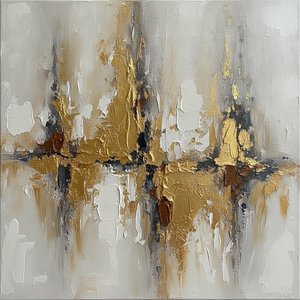 Golden Fractures Amidst Ochre And Charcoal Spikes — David Moreau, Plaster & Texture Art