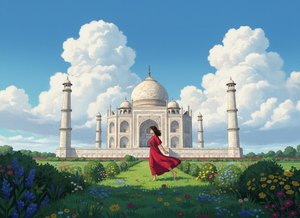 Crimson Reverie amidst the Marble Bloom