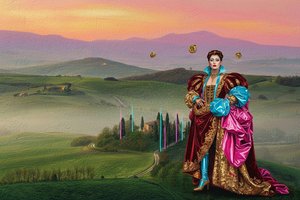 The Gilded Anachronism: A Study In Velvet And Cyan Dusk — Jacques Villedieu