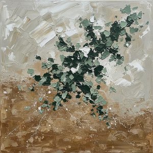 Fragmented Moss And Earthly Echoes In A Sculptural Impasto Masterpiece — David Moreau, Plaster & Texture Art