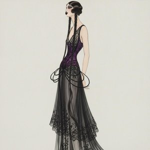 Plum Bodice And Cascading Braids In Ink And Lace — Valentin Laurent De Courcey