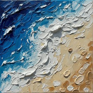 Sculpted Tides Of Cerulean Motion In A Singular Monumental Impasto Masterpiece — David Moreau
