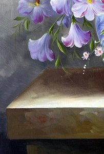 Lavender Blossoms In Blue Porcelain Vase