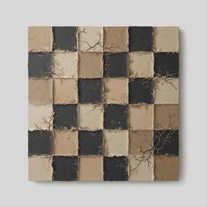 Monolithic Grid Of Fractured Earth And Ancient Tectonic Veins In Charcoal — Laurent Roche