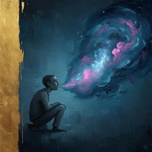 Celestial Exhalation: An Infinite Nebula Born from a Gilded Fragment of Solitude