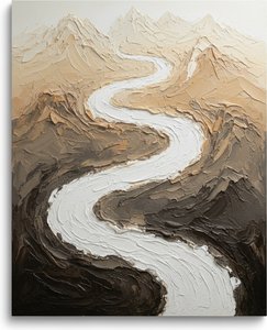 Ethereal Sinuous Path Through Monumental Earth And Sculpted Umber Shadows — David Moreau, Plaster & Texture Art