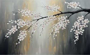 Ethereal Silver Cascades Of Midnight Blossom In A Singular Impasto Masterpiece — Laurent Roche