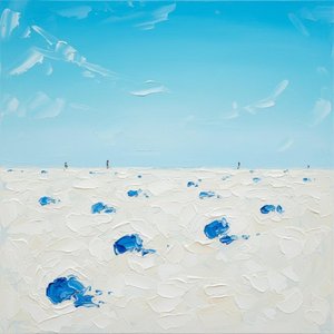 Cerulean Horizon: A Meditative Study Of Impasto Textures And Ethereal Blue Voids — Laurent Roche