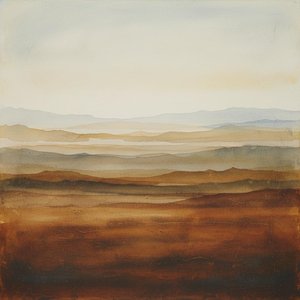 Ephemeral Stratifications: A Meditation On Ochre Earth And Distant Blue Horizons — Laurent Fontaine, Organic Modern Art (nature + Minimal Fusion)