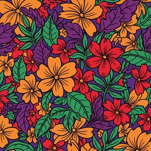 Vibrant Botanical Symphony: A Singular Masterpiece Of Rhythmic Floral Tessellation — Caroline Pelletier