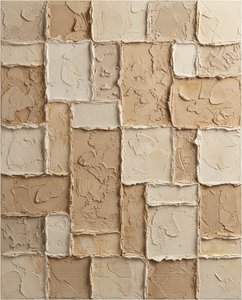 Monolithic Fragments In Sand And Cream: A Meditative Study Of Sculptural Texture — David Moreau