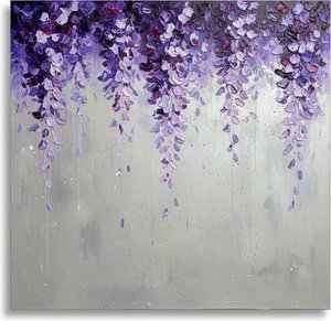 Ethereal Cascades Of Midnight Violet Petals Weeping Into A Silent Silver Void — Laurent Fontaine, Organic Modern Art (nature + Minimal Fusion)