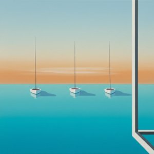 Tranquil Symmetry: A Meditative Horizon Of Three Silent Vessels In Gradient Light — Marion Delorme