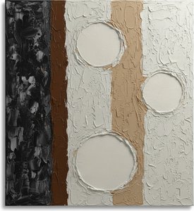 Monolithic Shadows And Ethereal Orbs In A Sculptural Earth Toned Composition — David Moreau, Plaster & Texture Art
