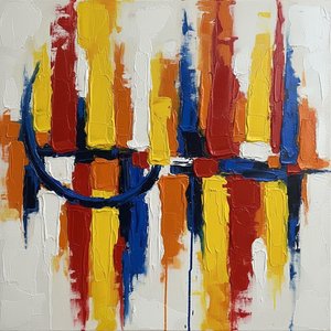 Rhythmic Horizon Of Radiant Amber And Deep Ultramarine Verticality — Christian Noiret, Contemporary Abstract