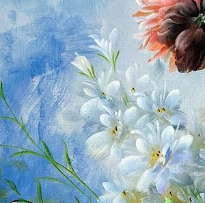 Romantic Floral Still Life In Golden Vase