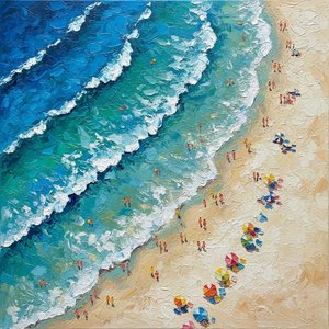 Rhythmic Tides Of Azure And Cream: A Singular Impression Of Coastal Serenity — Christian Noiret