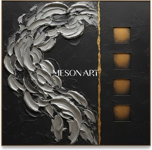 Monolithic Silver Surge With Gilded Geometric Echoes In Charcoal Relief — David Moreau