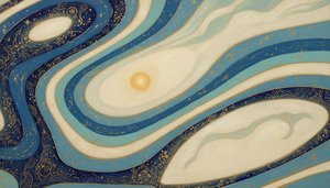 Celestial Strata: The Gilded Flow of Infinite Blue